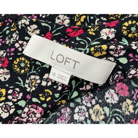 Ann Taylor LOFT Floral Long Sleeve V-Neck Garden Wrap Romper Ladies XS Pockets - Picture 7 of 9
